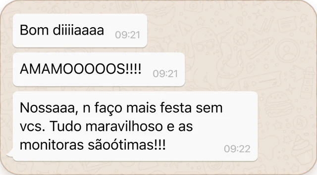 Mensagem: amamos, não faço mais festa sem vocês
